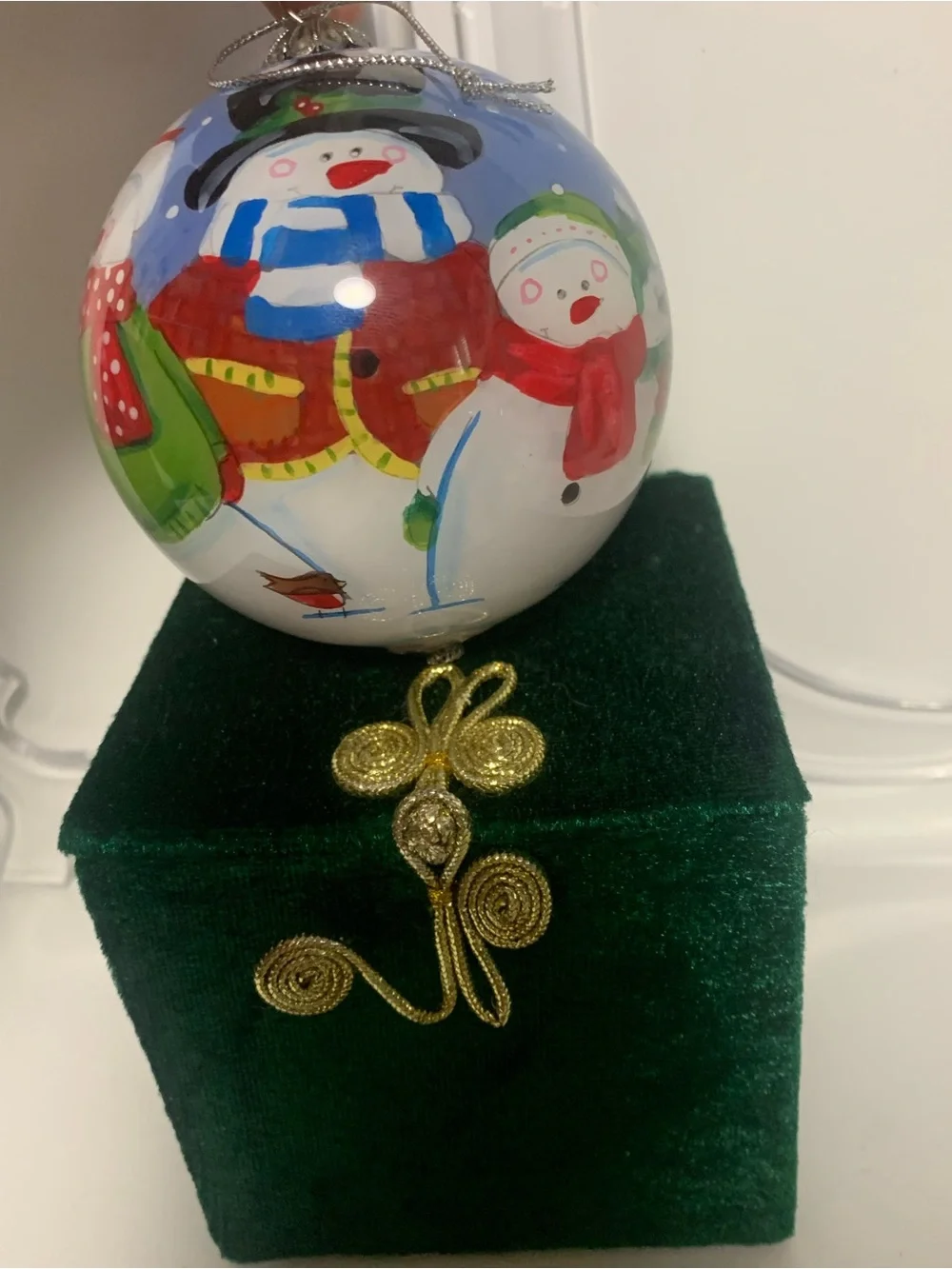 Li Bien 2010 Holiday Snowman Glass Ornament